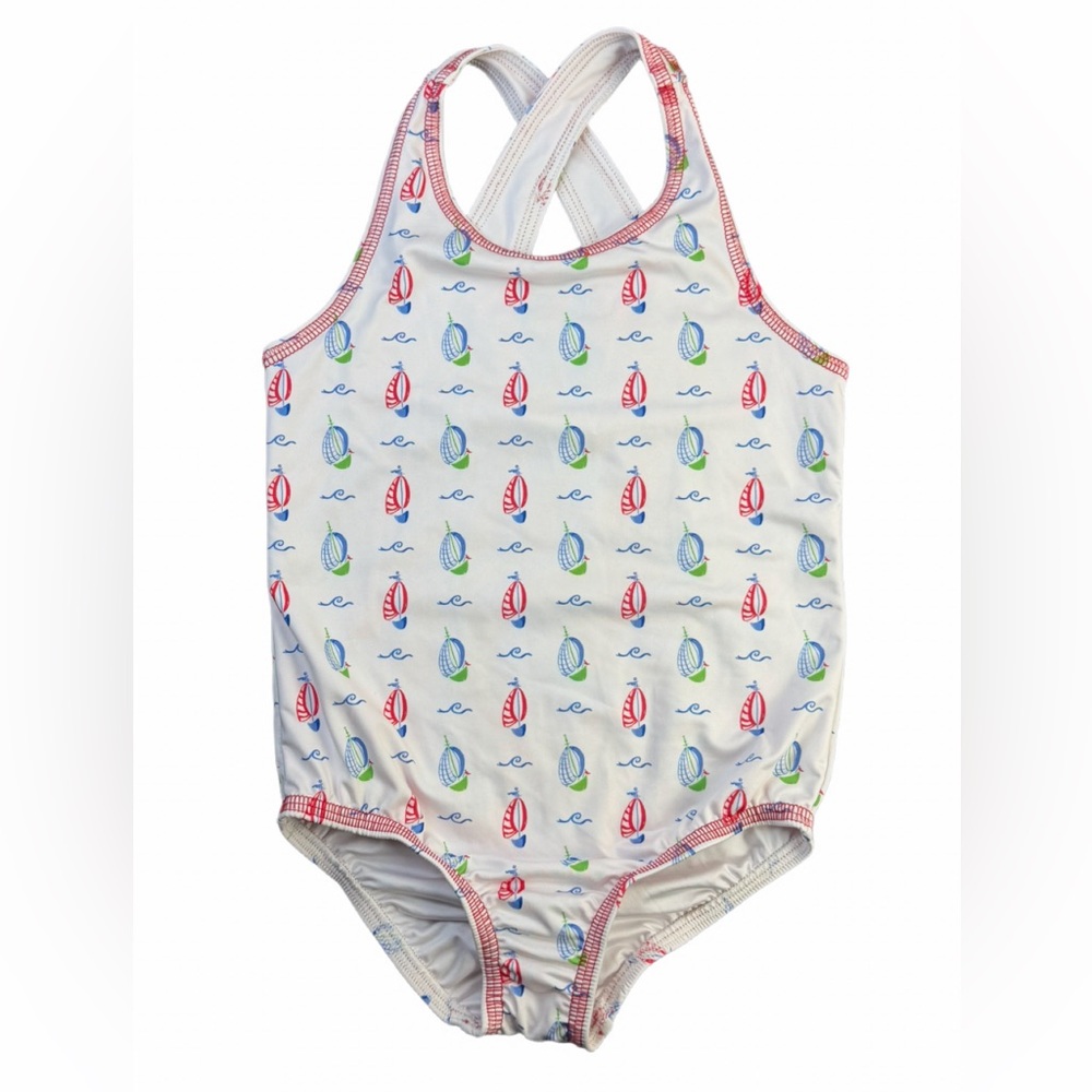 PROPER PEONY Girls Sailboat Print One Piece Swimsuit - 4-5Y